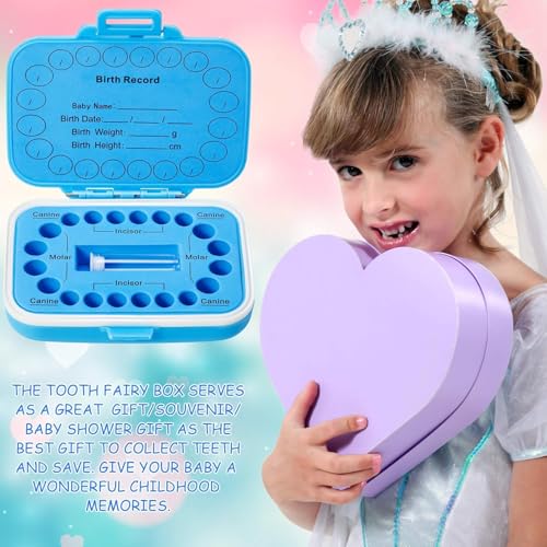 Baby Tooth Keepsake Box Organizer with Fetal Hair Container - Blue