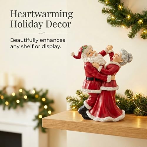 10-Inch Dancing Santa & Mrs. Claus Christmas Figurine - Holiday Decor