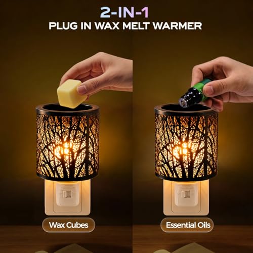 Plug-In Metal Wax Melt Warmer with Tree Design and Spare Bulb