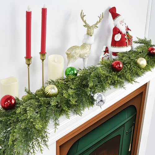 JoyofXmas Real Touch 9FT Green Garland - Realistic Bendable Artificial Christmas Garland