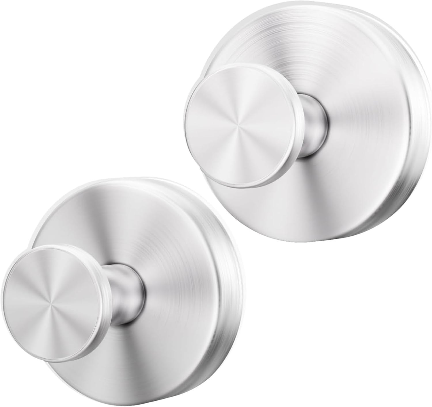 Skiennix Suction Cup Hooks - Removable Bathroom Shower Wall Holders | Silver (2 Pack) for Towels & Wreaths
