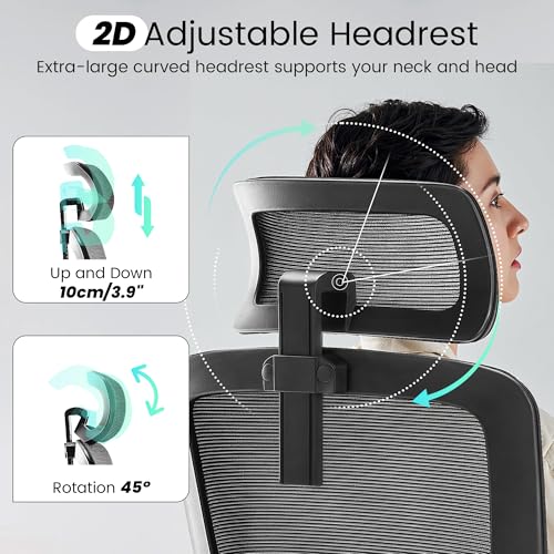 Ergonomic Mesh Office Chair with Adjustable Lumbar Support and Headrest