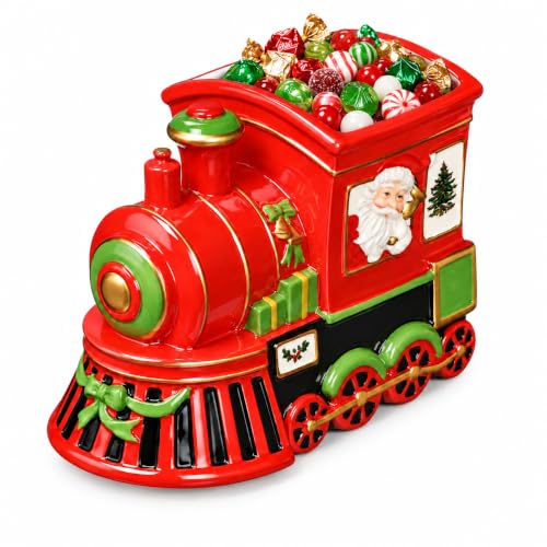 Spode Christmas Tree Train Engine Dish - 9.75 inch Earthenware Candy Bowl