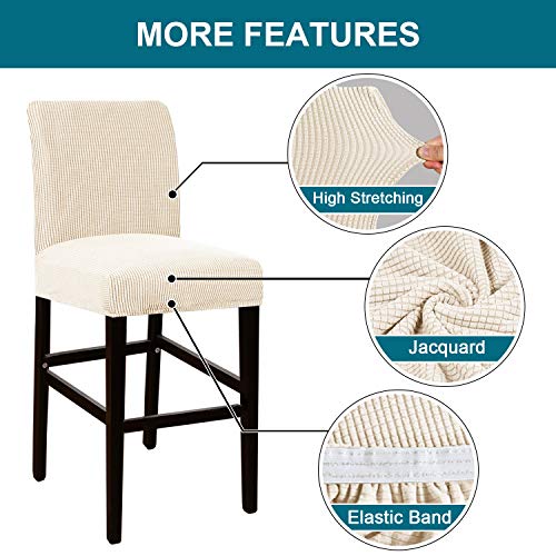 Stretch Bar Stool Covers Set of 4 - Jacquard Fabric Slipcovers