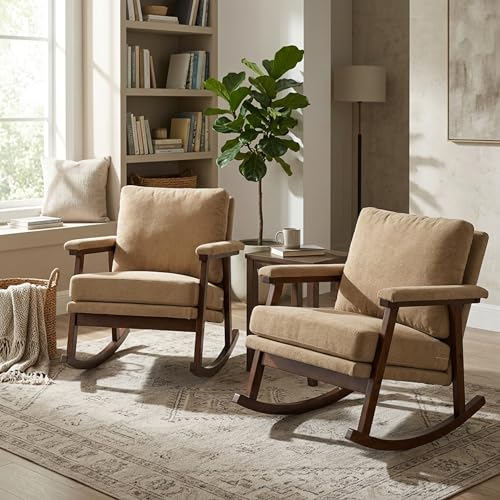 Compact Teddy Fleece Nursery Rocking Chair, Upholstered Glider for Bedroom