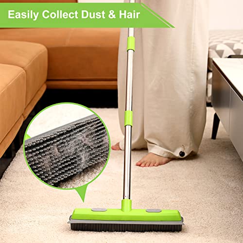 2-in-1 Rubber Broom with Squeegee & 57" Handle for Pet Hair Removal