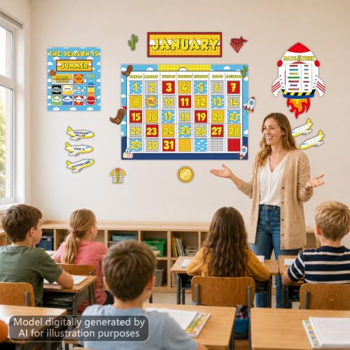 Western Cartoon Classroom Calendar Bulletin Board Set for Teachers