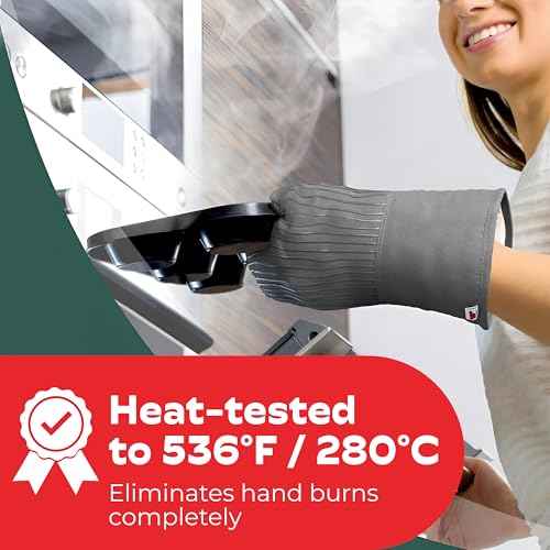 Silicone Oven Mitts, 12.5-Inch Heat-Resistant Kitchen Gloves (Set of 2)