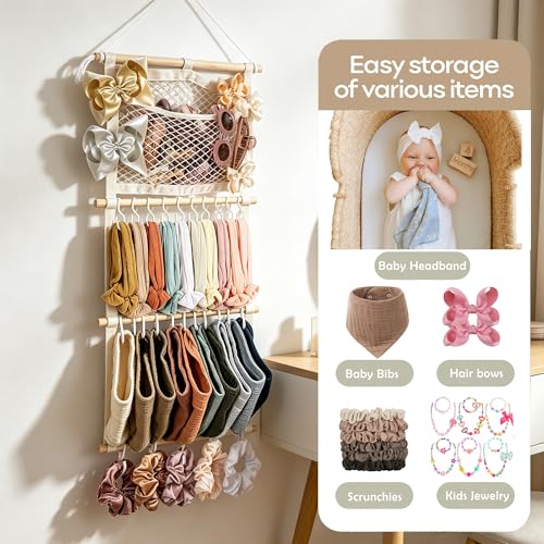 Baby Headband Holder and Hair Bow Organizer Wall Hanging Nursery Decor