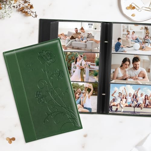 Large Leather Photo Album for 300 4x6 Photos - Dark Green