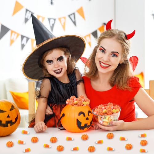 70-Piece Mini Resin Pumpkin and Candy Corn Halloween Table Scatter Decor