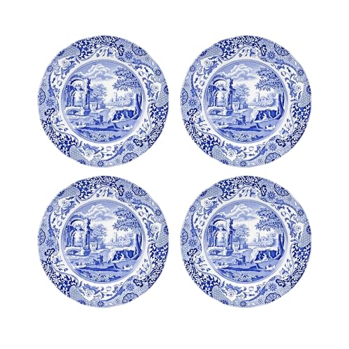 Spode Blue Italian Dinner Plates Set of 4 - Blue/White, 10.5 Inch, Heritage Design