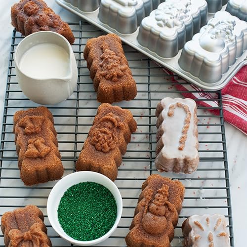 Nordic Ware Holiday Mini Loaves Pan – 6-Cup Cast Aluminum, 8 Detailed Holiday Loaves