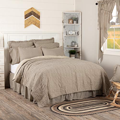 Sawyer Mill Ticking Stripe Quilt Twin Size - Charcoal Grey