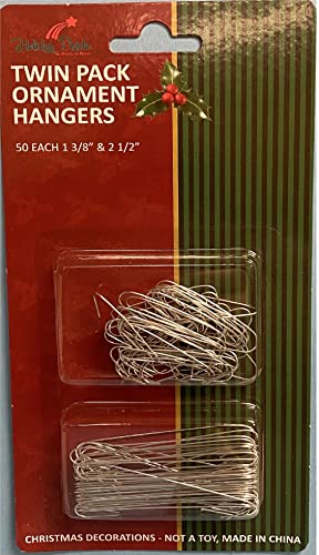 Metal Christmas Tree Ornament Hooks Set - 100 Pack with 2 Sizes for Holiday Decorations