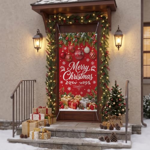 Merry Christmas Door Cover for Front Door 35x71 Inches - Holiday Decoration - Variation of THIS listing