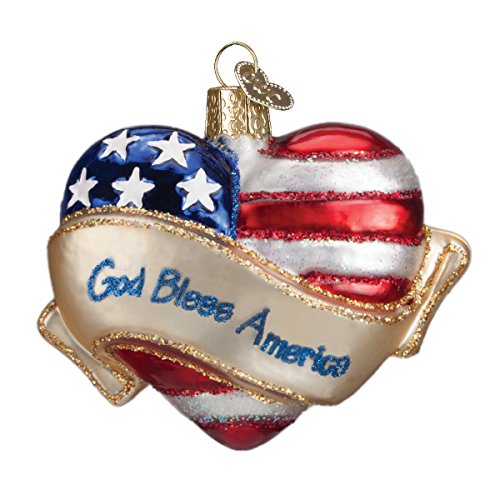 Patriotic Heart Glass Christmas Ornament, Hand-Painted Holiday Decoration