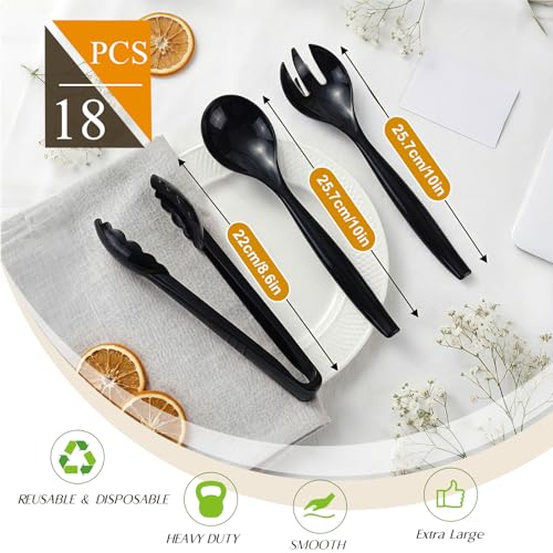 18-Piece Heavy Duty Plastic Serving Utensils Set - Disposable Buffet Tongs