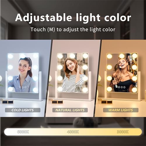 Acoolda Vanity Mirror with Lights, Hollywood Makeup 9 Dimmable LED