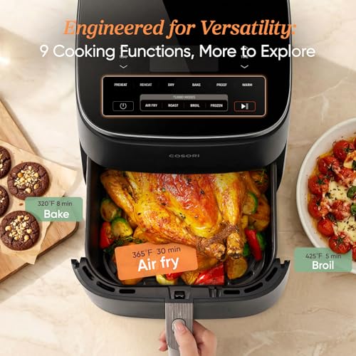 6 Qt 9-in-1 Digital Air Fryer with PFAS-Free Ceramic Basket, 1725W