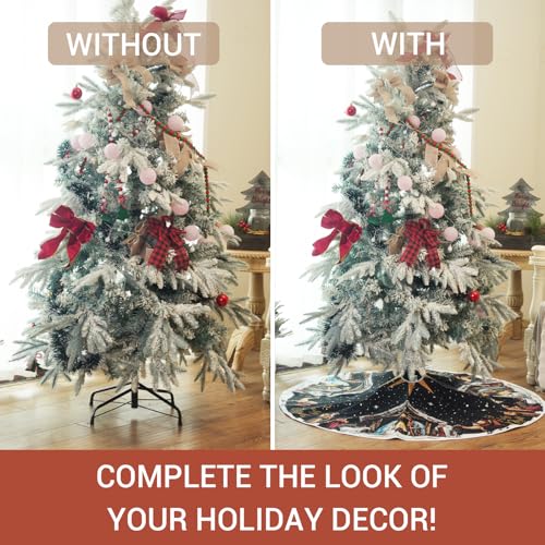 48-Inch Christmas Tree Skirt in Black | Durable Polyester