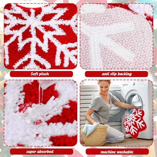 FYSUIMU Red Snowflake U-Shaped Toilet Mat 19.7 x 23.6 in Toilet Rug