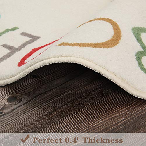 40-Inch Round Alphabet Area Rug, Soft Washable Kids Learning Floor Mat