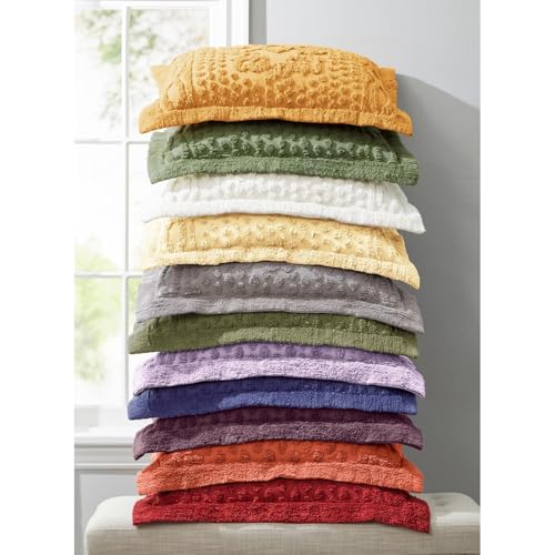 King Chenille Bedspread - Sage Medallion Pattern, Ultra-Soft Cotton