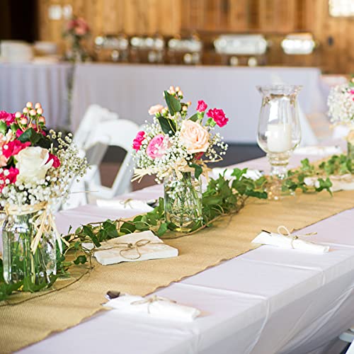 B-COOL 2 Pack 13x108 Inch Khaki Burlap Table Runners - Rustic Farmhouse Decor