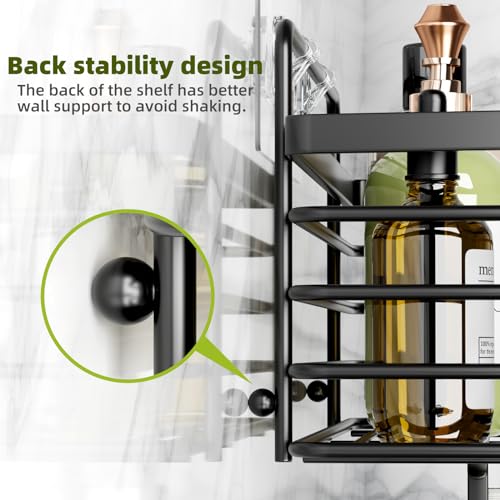 3-Piece Stainless Steel Shower Organizer Set with Soap Holder and Hooks