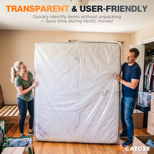 Clear Plastic Mattress Bag for Moving & Storage - Waterproof Cover, 1.5 Mil