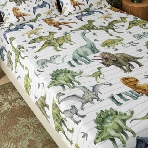4-Piece Dinosaur Twin Sheet Set - Kids Jurassic Bedding with Deep Pocket