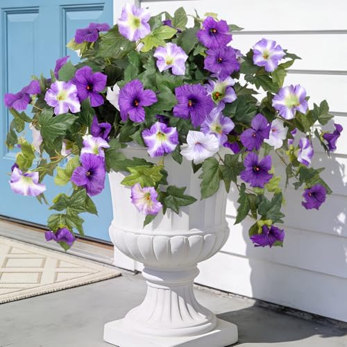 UV-Resistant Artificial Silk Petunia Flowers - 2 Pack Faux Outdoor Plants