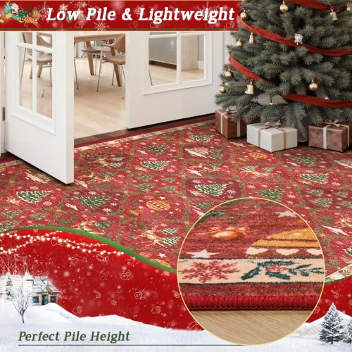 Christmas Red 2' x 3' Entryway Rug with Anti-Slip Backing - Madane