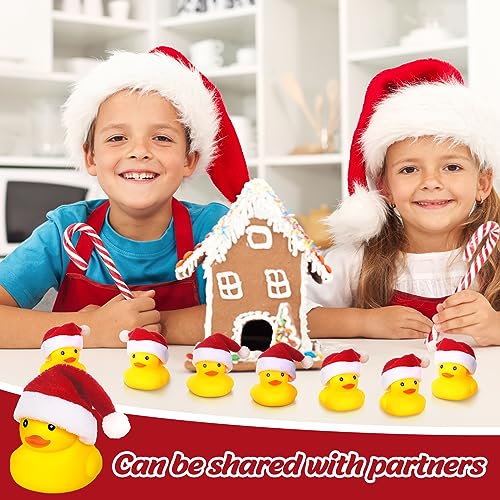 Liliful Christmas Mini Rubber Ducks with Hat 48 Pcs – Santa Hat Ducks 24 Yellow / 24 Red (24 / Santa Hat variant)