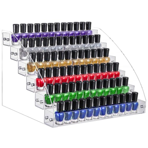 KINGROW 6-Tier Nail Polish Organizer Acrylic Display Stand for Beauty & Art