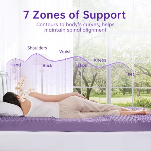 3 Inch Queen Mattress Topper - 7-Zone Gel Memory Foam Egg Crate Pad
