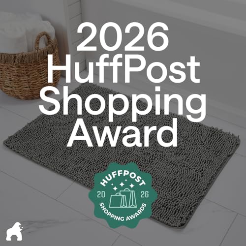 Gorilla Grip Thick Soft Chenille Bath Rug, 24x17 Grey Absorbent Mat