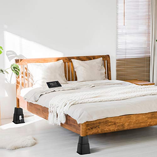 Heavy Duty Bed Risers with USB & Power Outlet - Adjustable 3, 5, 8 Inch