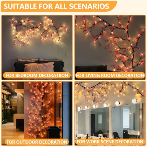 144 LED Pink Cherry Blossom Vine String Lights with Remote & Timer, 7.55ft