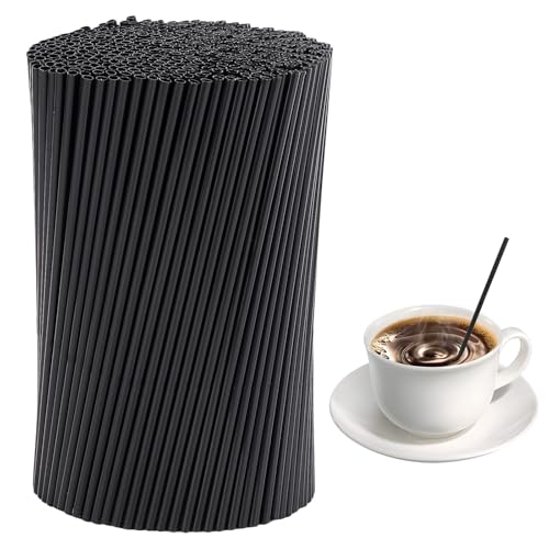 Black Plastic Coffee Stir Sticks 2000 Count - Disposable Cocktail & Drink Stirrers