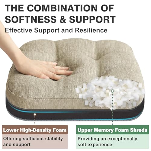 Dual-Layer Memory Foam Dining Chair Cushions, 16.5 x 16.5 Inch, 6 Pack