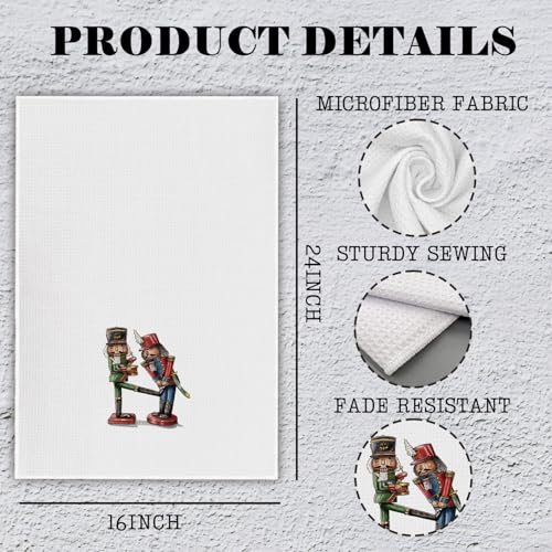 Funny Nutcracker Christmas Kitchen Towels - Holiday Hand Towels, Section 3, 16x24 Inches