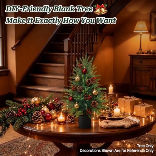 Yangrass 2 Pack 2FT Artificial Cedar Topiary Trees with Pots for Outdoor Front Porch