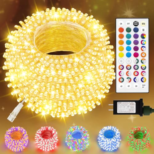 LitHome Color Changing Connectable LED Christmas String Lights 66Ft, 200 LEDs, Clear Wire