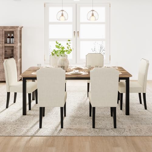79-Inch Industrial Dining Table for 8-10 People, Rustic Brown Rectangular