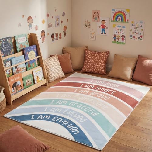 Boho Rainbow Calm Corner Rug 3.3 x 4 ft - Positive Affirmation Floor Mat
