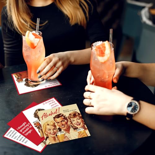 Watersay Vintage Red 100 Pcs Funny Cocktail Napkins for Adults Party