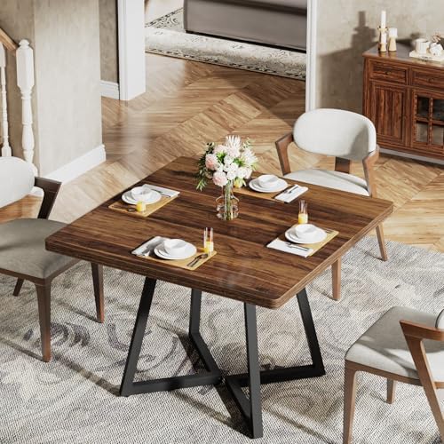 31.5-inch Square Dining Table, Industrial Rustic Wood Kitchen Table for Two