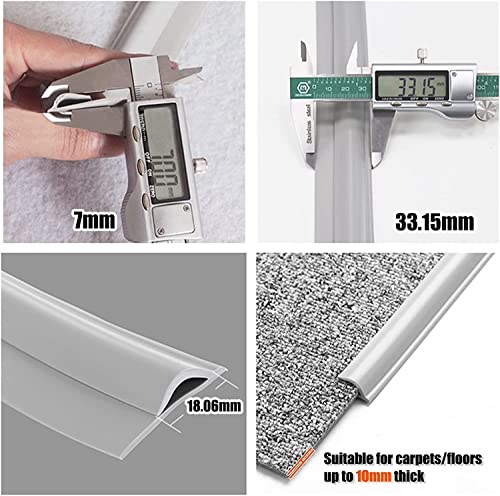 Flexible Rubber Carpet Transition Strip - 400cm Self-Adhesive Edge Trim